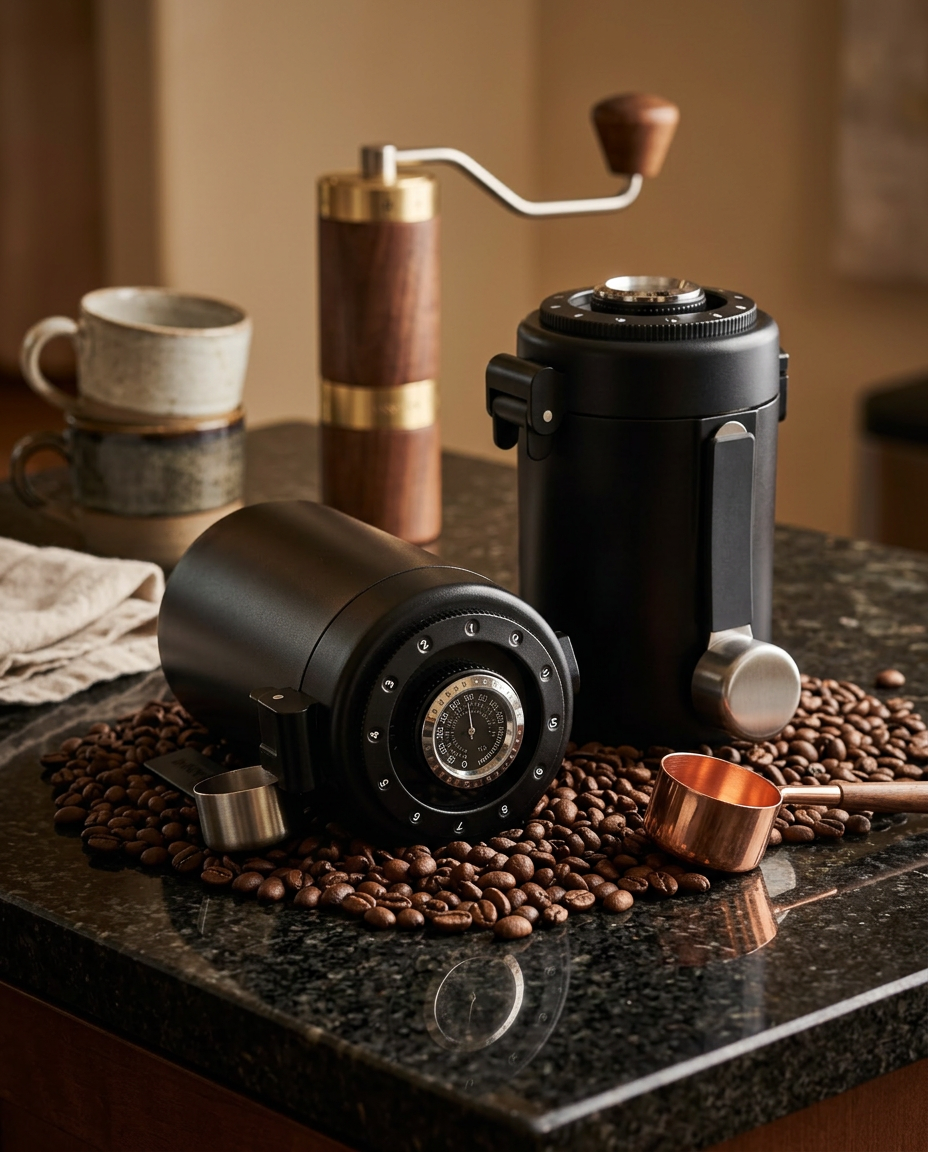 Boîte à Café Hermétique Premium (Métal Mat) – Édition Contrôle d'Humidité La Tasse Noire
