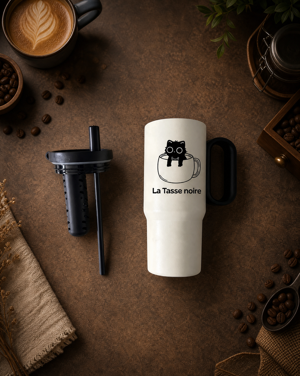 Travel Mug Isotherme XXL (750 ml) – Édition La Tasse Noire