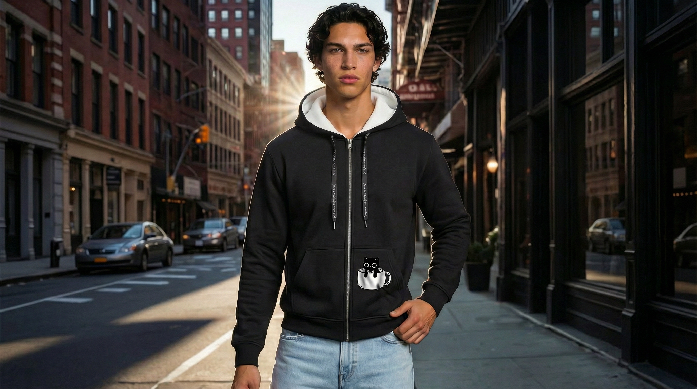 Hoodie Minimaliste Homme – Édition La Tasse Noire (440g)