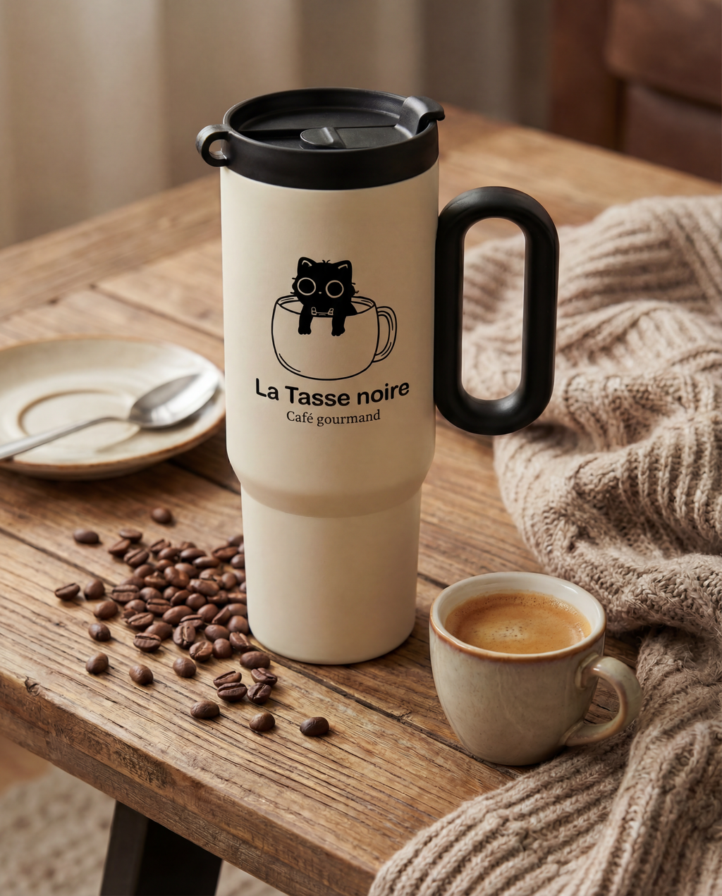 Travel Mug Isotherme XXL (750 ml) – Édition La Tasse Noire