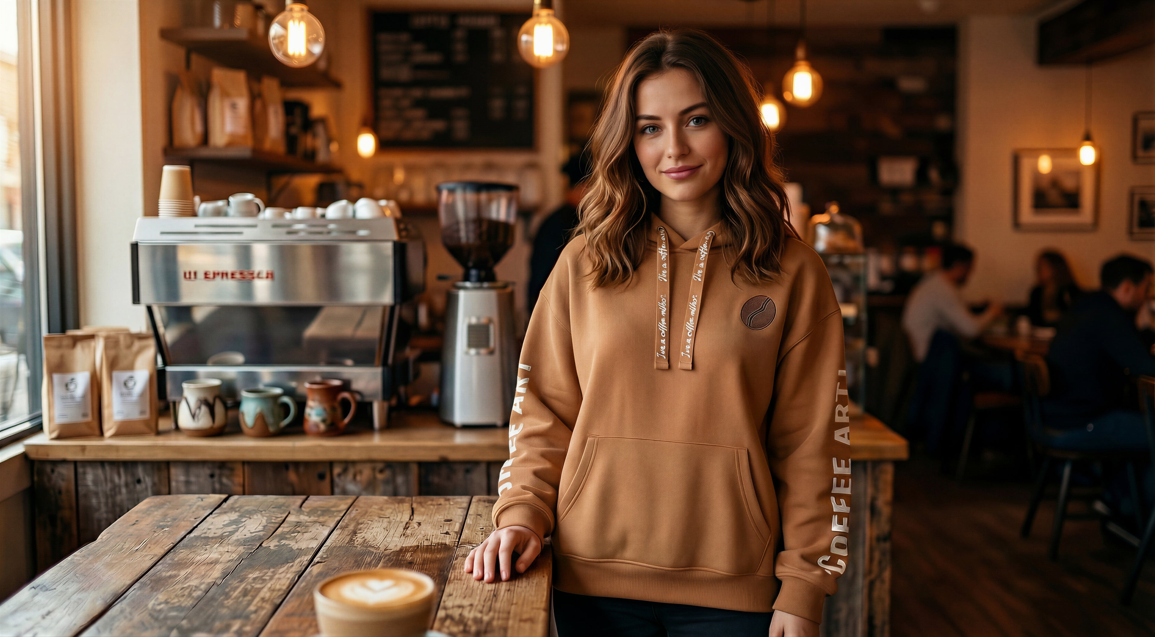 Hoodie Minimaliste Femme – Édition La Tasse Noire (440g)